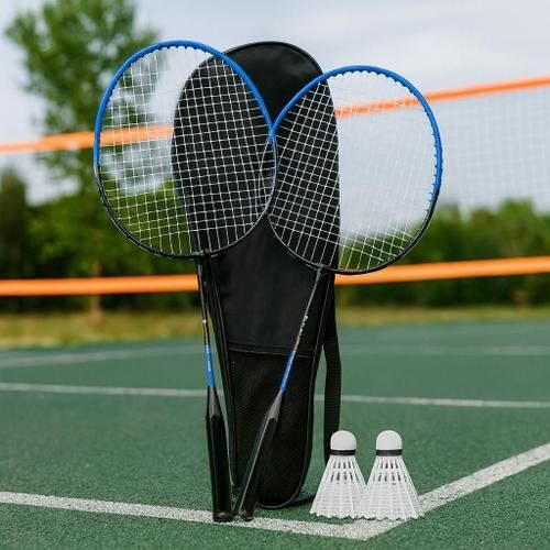 kit badminton 2 raquetes petecas e bolsa de…