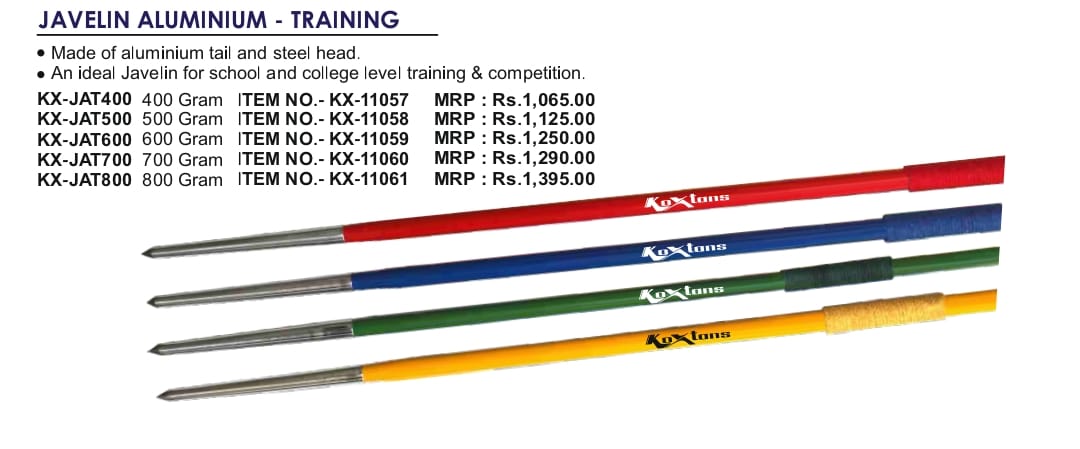 koxtons professional aluminium training javelin with steel head | iaaf standard athletics throwing spear for school & college competition | available in 600g, 700g, 800g