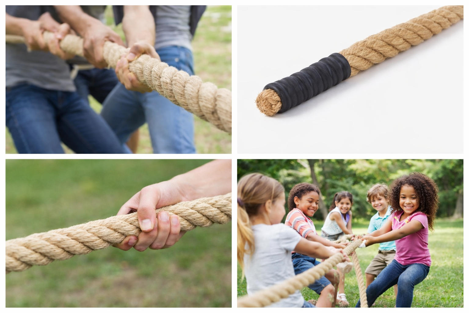 professional tug of war jute rope with rubberized grips
