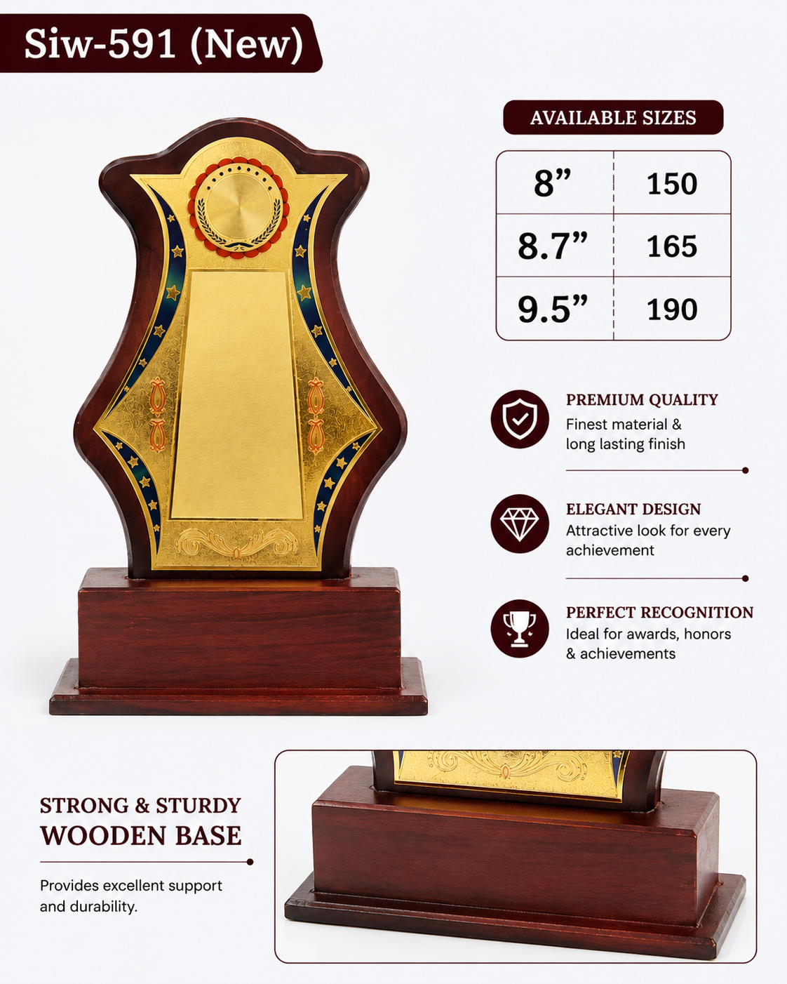 Premium Curved Wooden Trophy