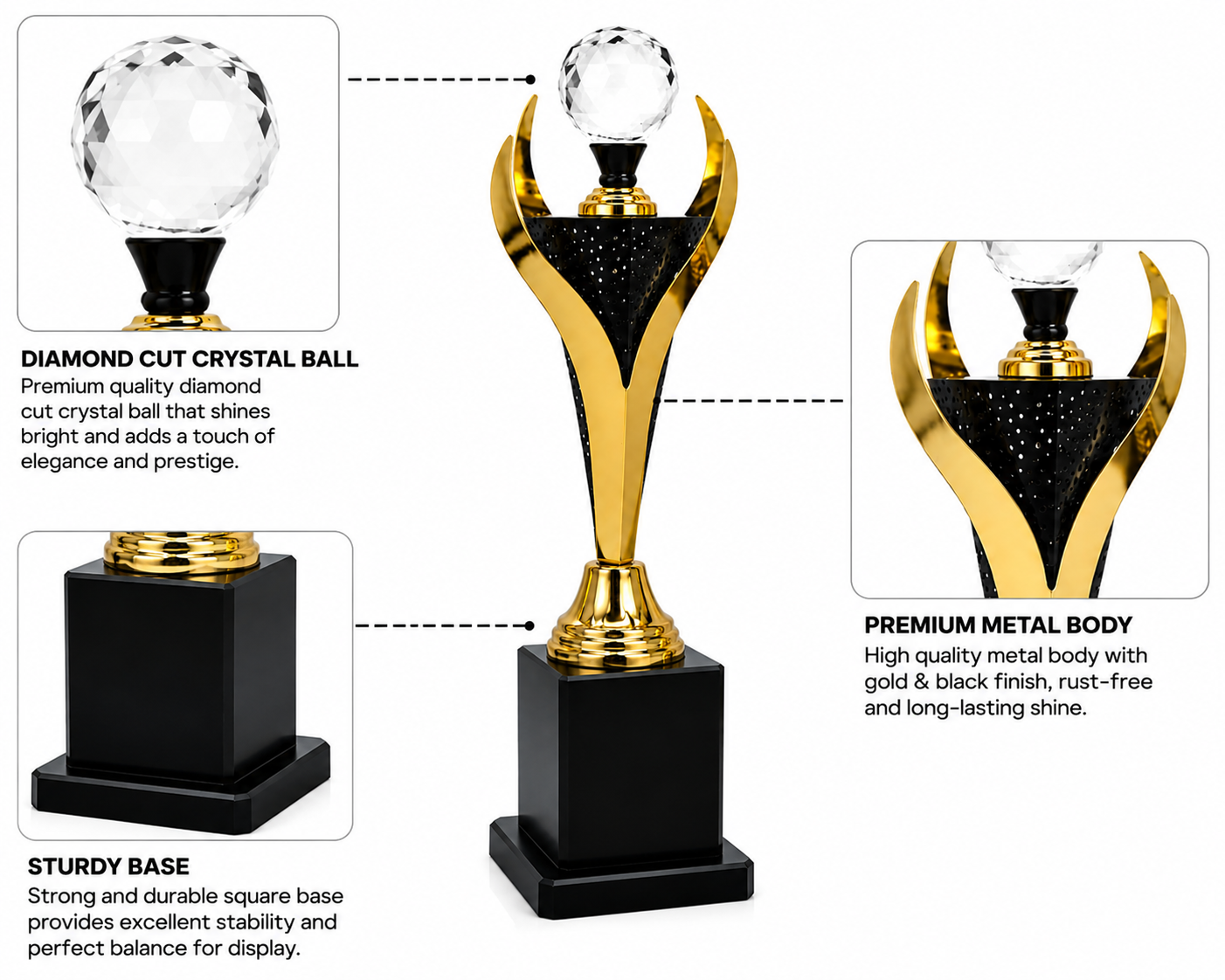 Crystal Ball Gold Trophy set details