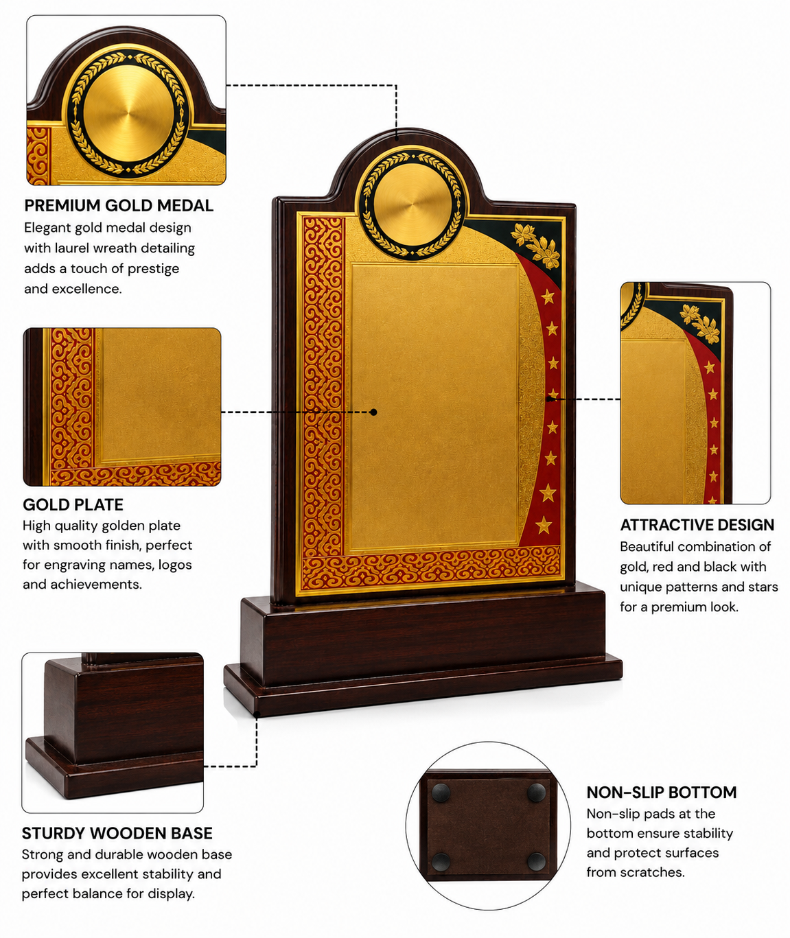 Premium Wooden Trophy Plaque details